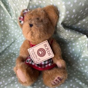Boyds Bears Brown Plush Teddy in Plaid apron